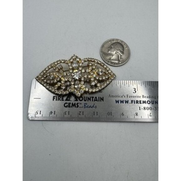 Vintage Gold Tone Rhinestones Brooch Pin Made in Austria - Picture 4 of 6